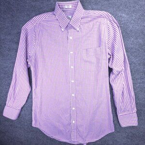 Peter Millar Shirt Men Medium Nanoluxe Purple Check Long Sleeve Button Up Preppy